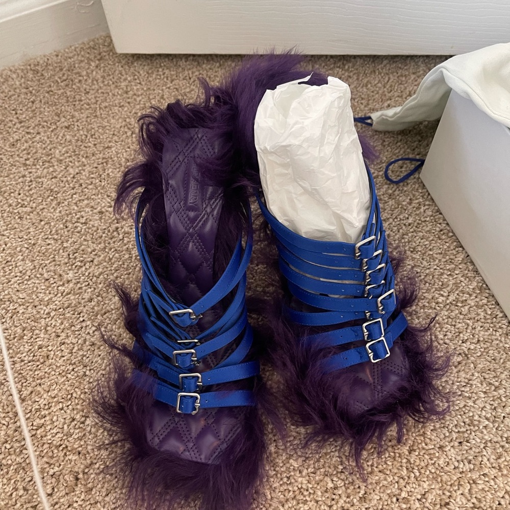 Burberry Blue and Purple Feathered Sandals - Picture 2 of 8